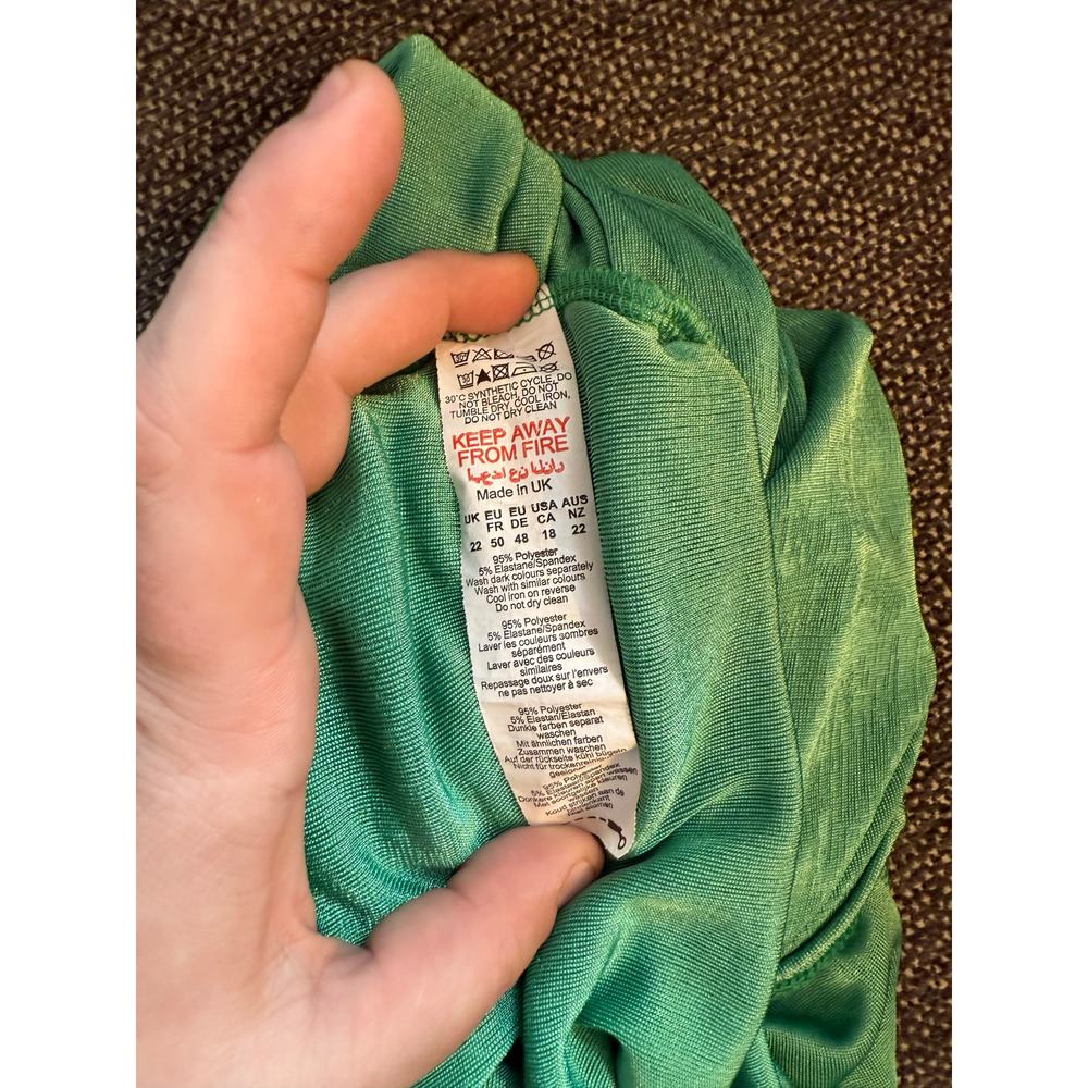 PRETTYLITTLETHINGS Ruched Green Shimmer Cut-Out Tank Dress Sz. 18 - Picture 8 of 9